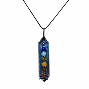Stone Seven Chakra Blue Fancy Pendant For Man, Woman, Boys & Girls- Color- Multicolor (Pack of 1 Pc.)
