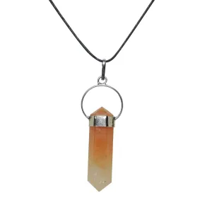 Stone Yellow Quartz Double Point Pendant For Man, Woman, Boys & Girls- Color- Yellow (Pack of 1 Pc.)