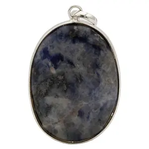 Stone Sodalite Oval Cabochon Pendant For Man, Woman, Boys & Girls- Color- Blue (Pack of 1 Pc.)