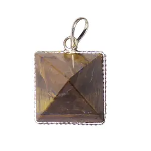 Stone Tiger Eye Pyramid Energy Pendant For Man, Woman, Boys & Girls- Color- Brown (Pack of 1 Pc.)