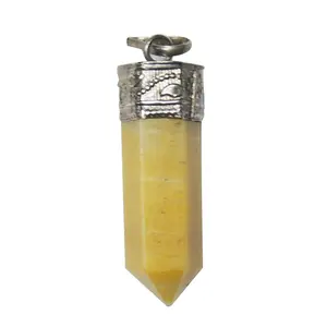 Stone Yellow Jasper Energy Point Pendant for Creativity For Man, Woman, Boys & Girls- Color- Yellow (Pack of 1 Pc.)