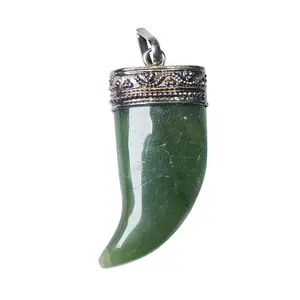 Stone Energized Green Aventurine Nail Divinity Pendant For Man, Woman, Boys & Girls- Color- Green (Pack of 1 Pc.)