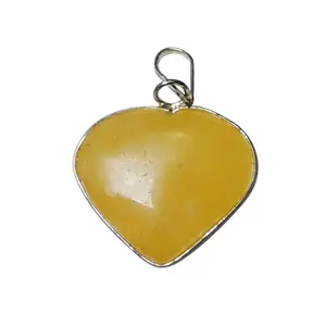 Stone Yellow Quartz Heart Energy Pendant For Man, Woman, Boys & Girls- Color- Orange (Pack of 1 Pc.)