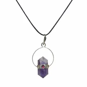Stone Amethyst Double Point Energy Pendant For Man, Woman, Boys & Girls- Color- Purple (Pack of 1 Pc.)