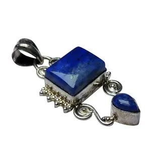 Stone Lapis Lazuli Metal Lapis Lazuli Crystal Pendant For Man, Woman, Boys & Girls- Color- Blue (Pack of 1 Pc.)