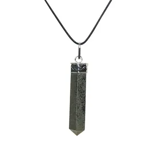 Stone Pyrite Point Pendant For Wealth For Man, Woman, Boys & Girls- Color- Golden (Pack of 1 Pc.)