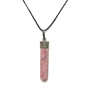 Stone Rhodonite Point Pendant For Man, Woman, Boys & Girls- Color- Multi (Pack of 1 Pc.)