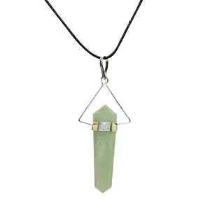 Stone Green Aventurine Double Point Terminated Pendant For Man, Woman, Boys & Girls- Color- Green (Pack of 1 Pc.)