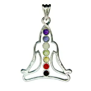 Stone Seven Chakra Meditation Pendant For Man, Woman, Boys & Girls- Color- Multicolor (Pack of 1 Pc.)
