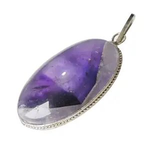 Stone Amethyst Oval Cabochon Pendant For Man, Woman, Boys & Girls- Color- Purple (Pack of 1 Pc.)