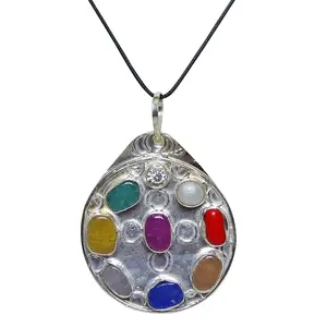 Stone Navgrah Gemstone Round Pendant For Man, Woman, Boys & Girls- Color- Multicolor (Pack of 1 Pc.)
