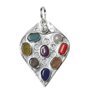 Stone Navgrah Gemstone Heart Pendant For Man, Woman, Boys & Girls- Color- Multicolor (Pack of 1 Pc.)
