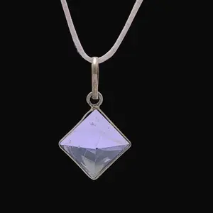 Stone Clear Quartz Pyramid Energy Pendant For Calmness For Man, Woman, Boys & Girls- Color- Clear (Pack of 1 Pc.)