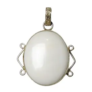 Stone White Agate Energy Pendant For Man, Woman, Boys & Girls- Color- White (Pack of 1 Pc.)