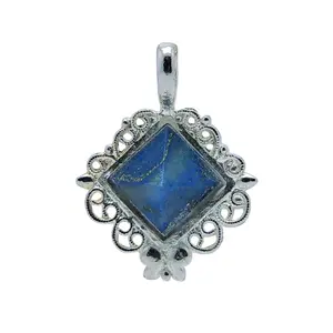 Stone Lapis Lazuli Pyramid Designer Pendent For Man, Woman, Boys & Girls- Color- Blue (Pack of 1 Pc.)
