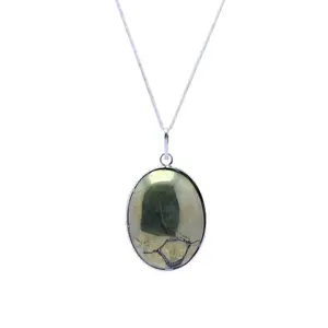 Stone Pyrite Oval Healing pendant For Man, Woman, Boys & Girls- Color- Golden (Pack of 1 Pc.)