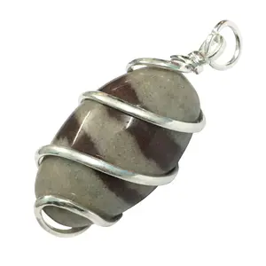 Stone Narmedeshwar Lingam Wrapped Pendant For Man, Woman, Boys & Girls- Color- Brown (Pack of 1 Pc.)