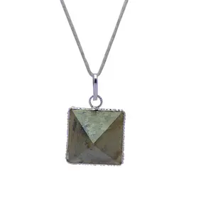 Stone Labradorite Pyramid Pendant For Man, Woman, Boys & Girls- Color- Multicolor (Pack of 1 Pc.)