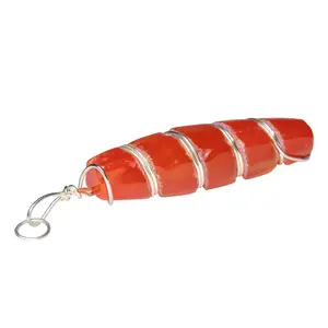 Stone Orange Onyx Damroo wrapped Pendant For Man, Woman, Boys & Girls- Color- Orange (Pack of 1 Pc.)