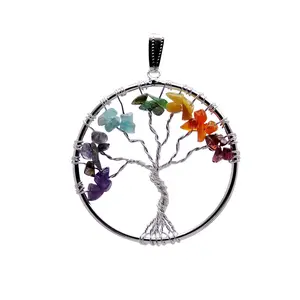 Stone Life Tree Pendant 45 mm For Man, Woman, Boys & Girls- Color- Multi color (Pack of 1 Pc.)