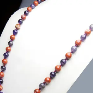 Stone Crystal Mala For Brain & Confidance (Under 12 years only), Color- Purple & Red, For Men & Women (Pack of 1 Pc.)