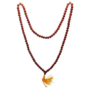 Stone Energized Rudraksha for Meditation 108 Beads Spiritual Jap Prayer Mala, Color- Brown, For Men & Women (Pack of 1 Pc.)