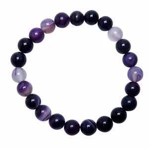 Dyed Purple Onyx Stone 8 mm Bead Stone Bracelet , Color- Purple, For Men, Women, Boys & Girls (Pack of 1 Pc.)