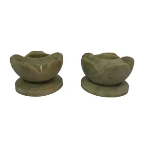 Stone Carved Flower Shape Candle Stand (4cm x4cm x2.5cm) Set of 2