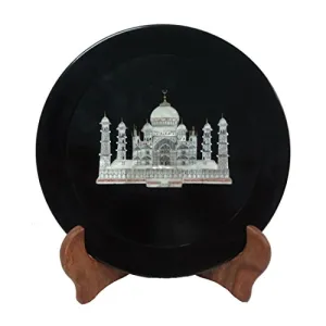 Black Stone Plate with Taj Inlay (25cm x25cm x0.7cm)