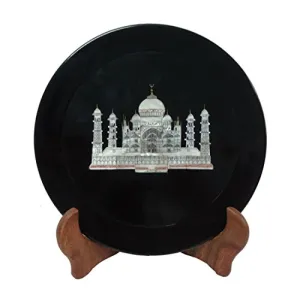 Black Stone Plate with Taj Inlay (17.8cm x17.8cm x0.6cm)