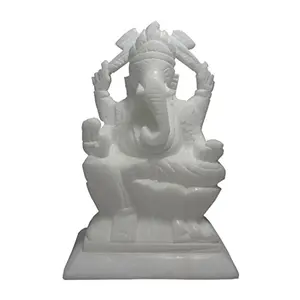 White Stone Ganesh Idol (8cm X4.3cm X12cm)