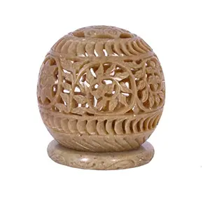 Soap Stone Carved Candle Lamp Ball Shape (9cm X9cm X10cm)