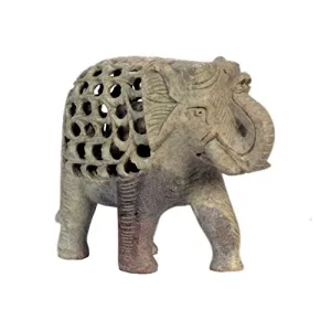 Soap Stone Undercut Elephant Trunk up (13.5cm X7.5cm X12.5 cm)