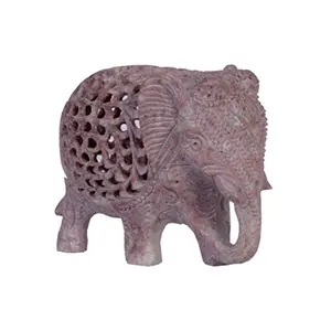 Soap Stone Threecut Elephant Fine carved (9cm X6cm X8 cm)