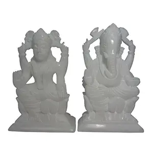 White Stone Ganesha-Laxmi (10.5cm x4.5cm x16cm)
