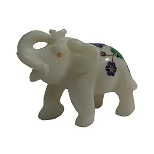 Marble Inlaid Elephant Trumpet (9cm X4.5cm X7cm)