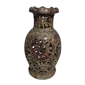 Stone Flower Vase Carved (8cm x8cm x15cm)