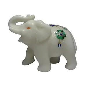 Marble Inlaid Elephant Trumpet (7.5cm X3.5cm X5.5cm)