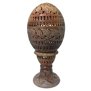 Carved Stone Table Lamp Egg Shape 5 inch Multicolor