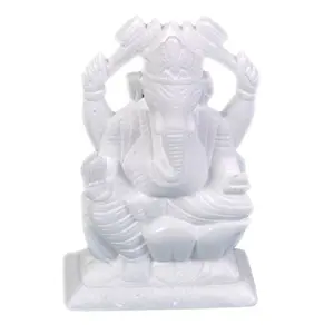 White Stone Ganesh idol (10.5cm X4.5cm X16cm)