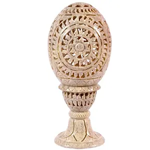 Soap Stone Carved Candle Lamp Egg shape (10cm x10cm x24cm)