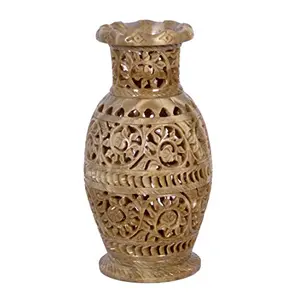 Soap Stone Carved Flower Vase (10cm X10cm X20cm)