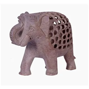 Soap Stone Undercut Elephant Trunk up (16.5cm X8.5cm X15 cm)