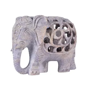 Soap Stone Undercut Elephant (Trunk Down) (11cm x7.5cm x9cm)