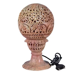 Carved Stone Table Lamp Ball Shape Multicolor (12.5cm x12.5cm x24cm)