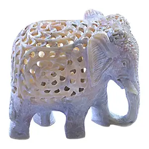 Soap Stone Threecut Elephant Fine carved (8cm X5.5cm X6.5 cm)