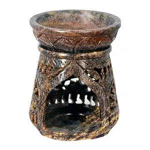 Soap Stone Carved Oil Burner Taper Cone Shape (9cm X9cm X11cm)