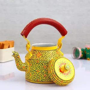 Hand Painted Steel Tea Kettle Mughal