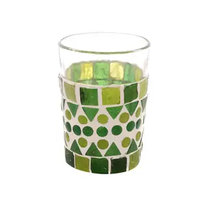 Hand Painted Mosaic Tea Glass Set Green