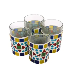 Hand Painted Mosaic Tea Glass Set Multi